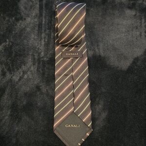 Canali Men's Tie with Blue, White, and Burgundy Stripes Made In Italy